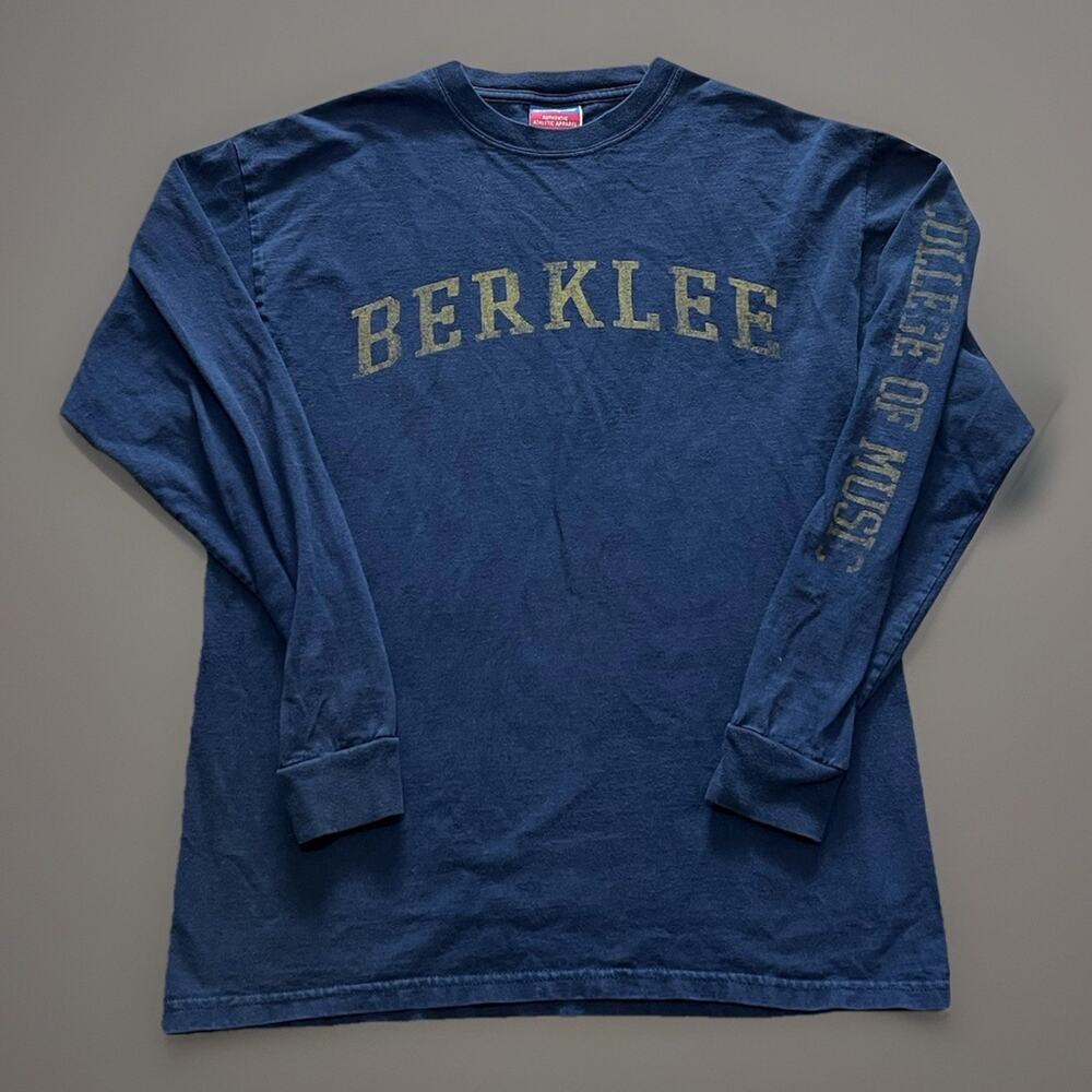 Vintage 90s Champion Blue T-Shirt UC Berkley College of Music Distressed M